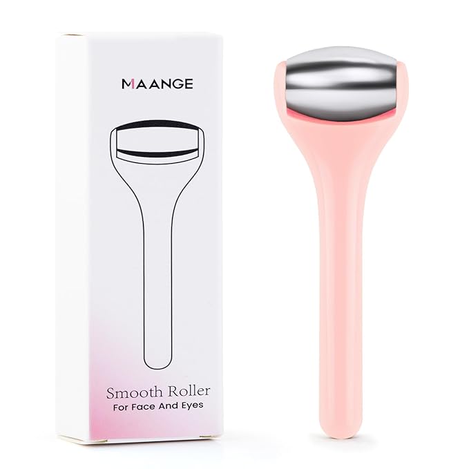 MAANGE Mini Eye & Face Rollers for Eye Massager, Stainless Steel Eye Ice Roller for Relief Puffiness Migraine Skincare Facial Roller (Pink)-Velvo Beauty