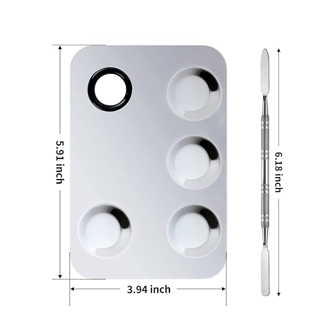 Upgrade Mixing Makeup Palette, Stainless Steel Cosmetic Palette with Spatula Tool, Nail-Art Cosmetic Palette for Mixing Cosmetic and Pigment-Velvo Beauty