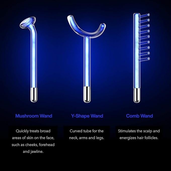 NuDerma Clinical Skin Therapy Wand - Portable Skin Therapy Machine w 6 Fusion Neon + Argon Wands – Anti Aging - Clarifying - Skin Tightening & Radiance - Wrinkle Reducing-Velvo Beauty