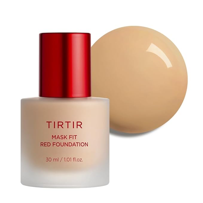 TIRTIR Mask Fit Red FoundationㅣLong Lasting Flawless Coverage, Energy Essence, Lightweight, Hydrating, Pore-Blurring, Breathable Satin Finish, Makeup, Radiant Skin, #28N Oat, 1.01 Fl Oz-Velvo Beauty