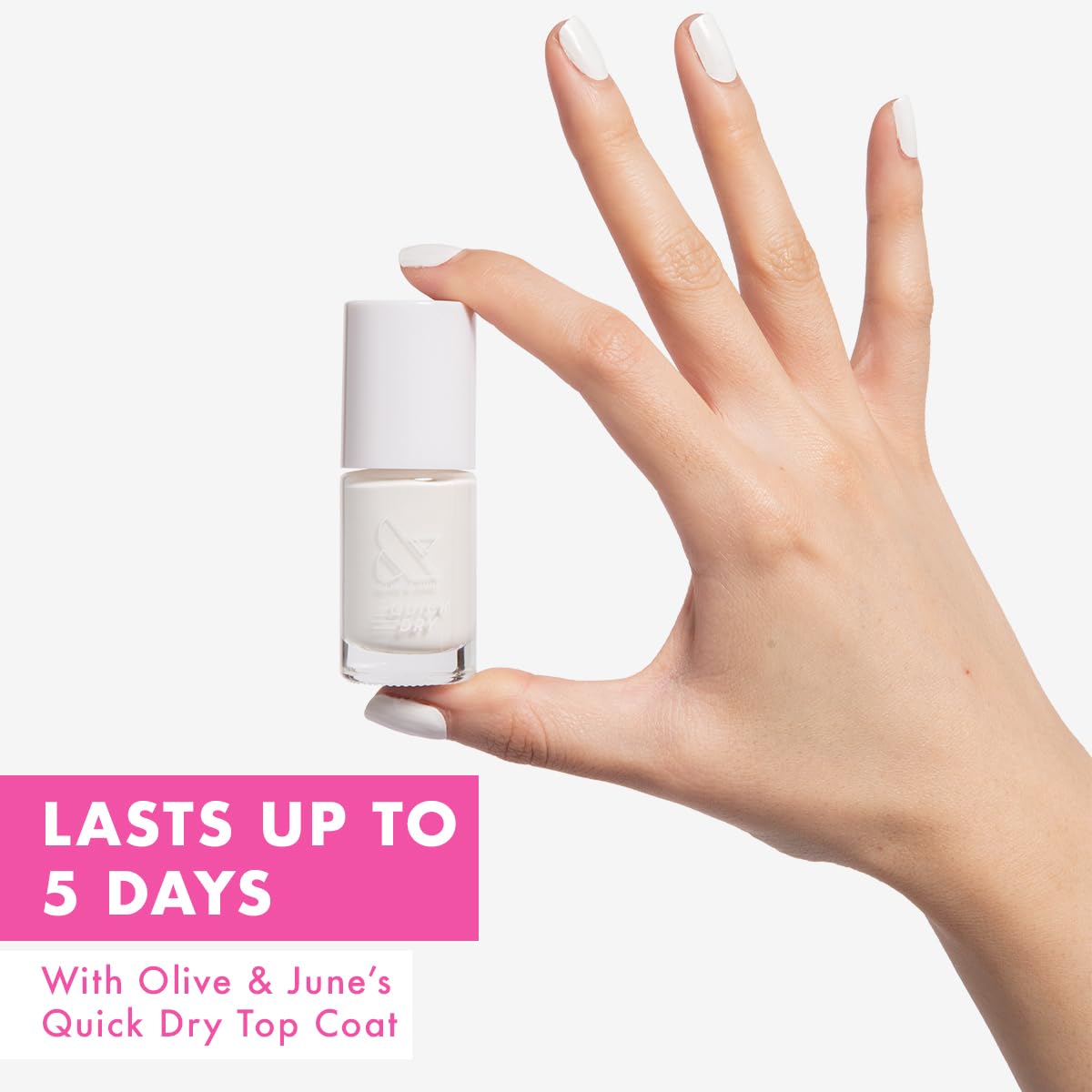Olive & June Quick Dry Nail Polish | Instant, Fast-Drying, Smudgeproof Color | 15-free, Vegan, Cruelty-Free Formula | Lasts up to 5 Days | Salon-Quality Manicure, Pedicure at Home | Swan Opaque White-Velvo Beauty