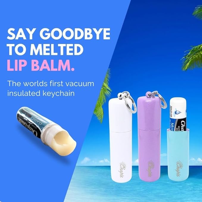 OG | Vacuum Insulated Lip Balm Keychain Holder, Prevents Melting & Messes | 3-Pack (Island)-Velvo Beauty