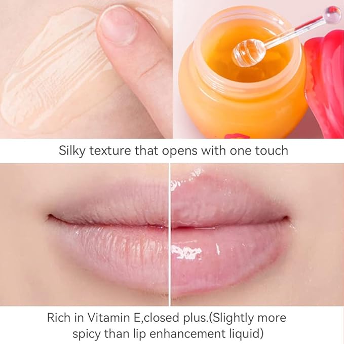 Lip Plumper Lip Mask Set, Bee Balm Lip Balm Honey Pot, Lip Plumper Gloss Lip Injection Honey Moisturizing Lip Sleeping Mask, Hydrating & Prevention Dry and Cracked Lip Scrubs Exfoliator-Velvo Beauty