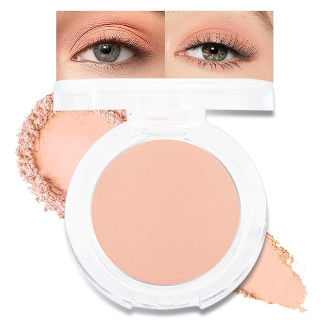 Single Mini Pressed Eyeshadow Makeup Palette, Nude Skin Color Sparkle Shimmer Glitter Monochrome Cream Eye shadows Palette Brightener Makeup for Older Women, Pigmented Waterproof 02#-Velvo Beauty