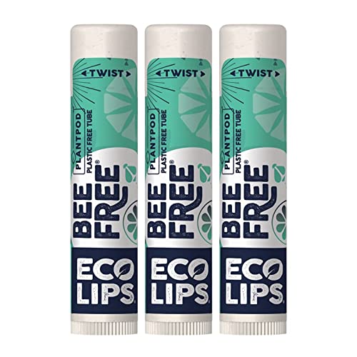 Vegan Lip Balm Sweet Mint by Eco Lips flavor 3 Pack Natural Bee Free with Candelilla Wax, Organic Cocoa Butter, & Coconut Oil Lip Care. 100% Plastic-Free Plant Pod Packaging - Made in USA-Velvo Beauty