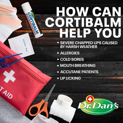 Dr. Dan's Cortibalm- 3 Pack- for Dry Cracked Lips - Healing Lip Balm for Severely Chapped Lips - Designed for Men, Women and Children-Velvo Beauty