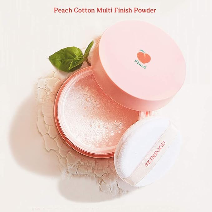SKINFOOD Peach Cotton Multi Finish Powder 15g - Peach Extract & Calamin Powder Contained Sebum Control Silky Powder for Oily Skin, Sweet Peach Scent with Baby Skin-Velvo Beauty