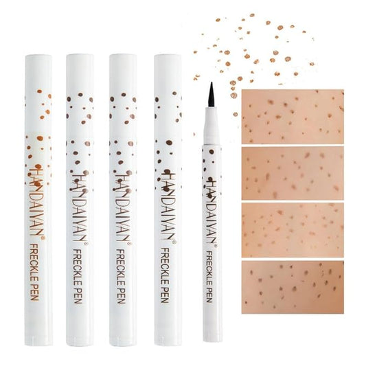 AKARY 4 Colors Freckle Pen Professional Lifelike Face Concealer Point Out Natural Waterproof Longlasting Soft Artificial Freckles Fine Makeup Freckle Pen Life Face Decoration (01+02+03+04)-Velvo Beauty