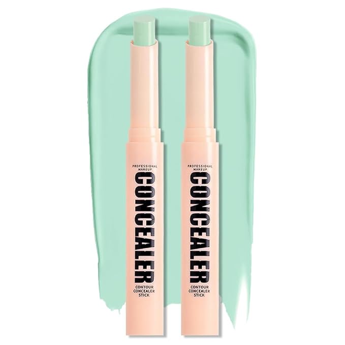 Kaely 2Pcs PROFESSIONAL MAKEUP Correcting Concealer Stick,Medium Coverage Concealer Crayon,under Eye Brightener Concealer for Dark Circles,corrector de ojeras,Lightweight,Vegan,09 GREEN-Velvo Beauty