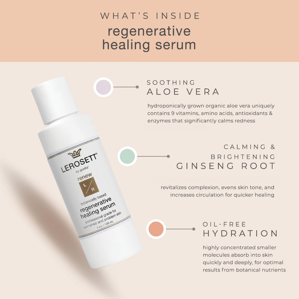 LEROSETT Serum for Acne Scarring Healing, Pimples, Redness, Breakouts, Blemishes, Hydrate & Soothes Irritated Skin, Natural Serum. Spa-Grade, Plant Based, Concentrated - 4 oz-Velvo Beauty