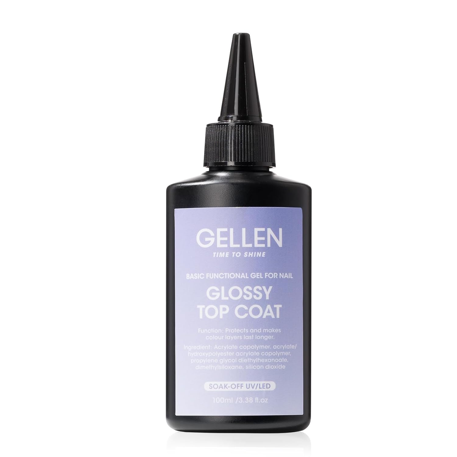 GELLEN 100ml No Wipe Gel Top Coat, High Gloss Long Lasting Clear Color Gel Top Coat U V Light Cured Soak off High Capacity for Salon-Velvo Beauty