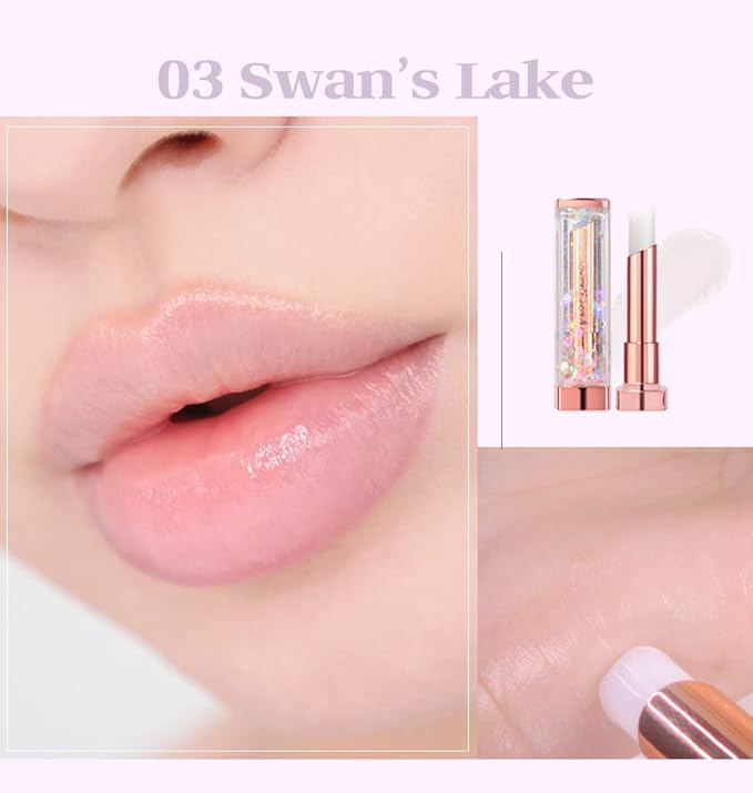 Sparkle Cute Lip Balm, Color Changing, Moisturizing, Shimmery Finish, #03 Swan Lake-Velvo Beauty