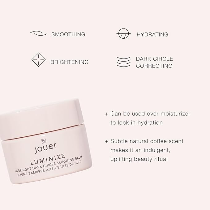 Jouer Luminize Overnight Dark Circle Slugging Balm – Fragrance Free, Caffeine Eye Cream, Overnight Eye Treatment, Brightening Eye Balm, Paraben Free, Gluten & Cruelty Free-Velvo Beauty