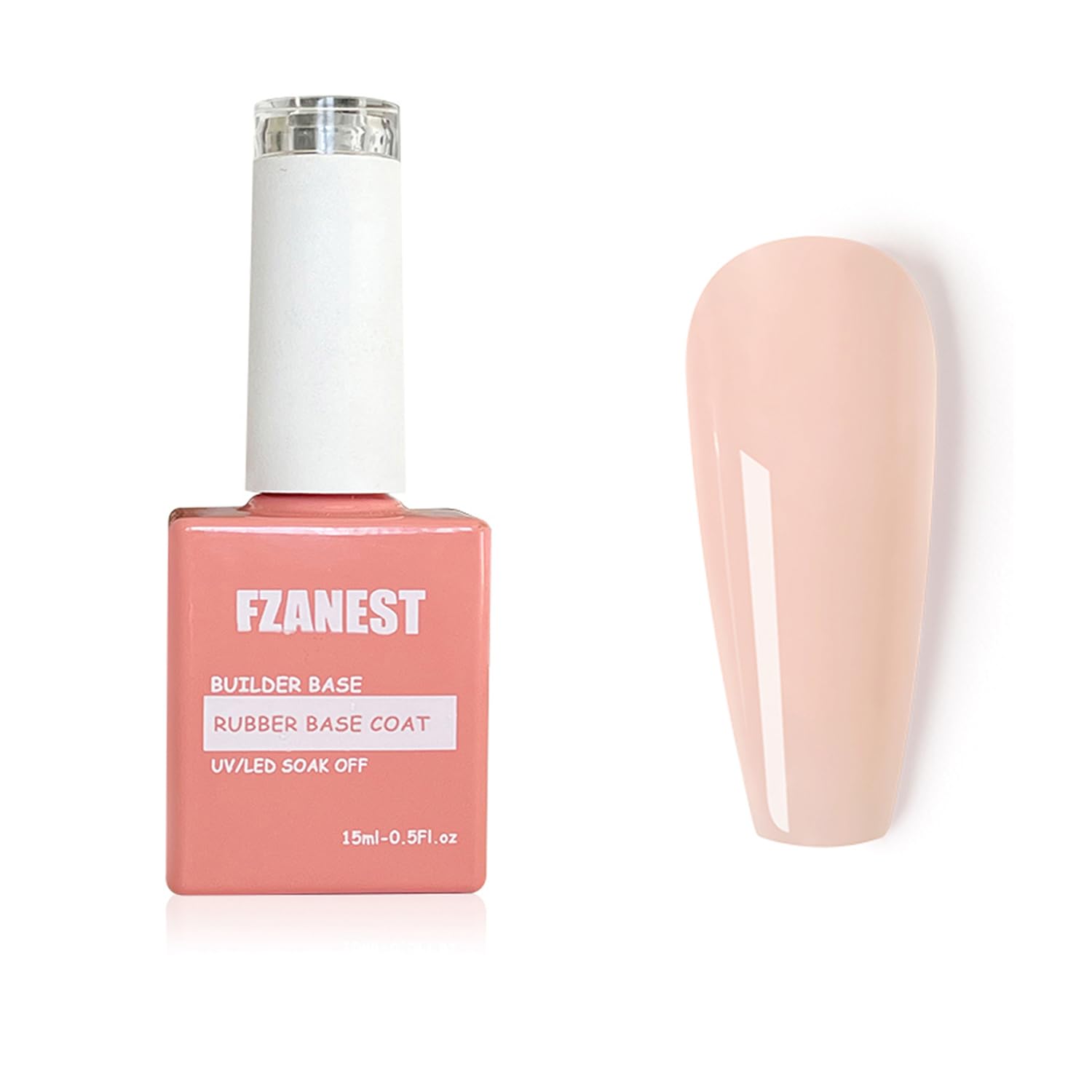 FZANEST Rubber Base Builder Gel Nail 15ml Jelly Natrual Nude Pink Color Gel Polish Nail Strengthener Self-leveling Extension Soak Off UV LED-Velvo Beauty
