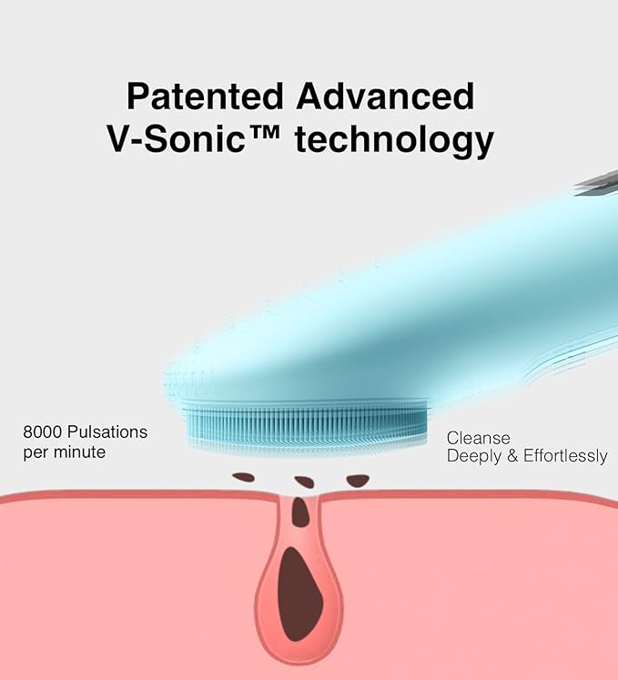 NågraCoola Electric Facial Cleansing Brush - Waterproof and Rechargeable, Exfoliates, Cleanses and Massages Skin - Light Blue-Velvo Beauty