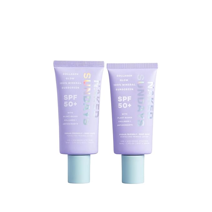 Naked Sundays SPF 50 Mineral Facial Sunscreen, Hydrating SPF with Zinc Oxide, Primer & Sheer Tint for Healthy Glow - 2 pack-Velvo Beauty