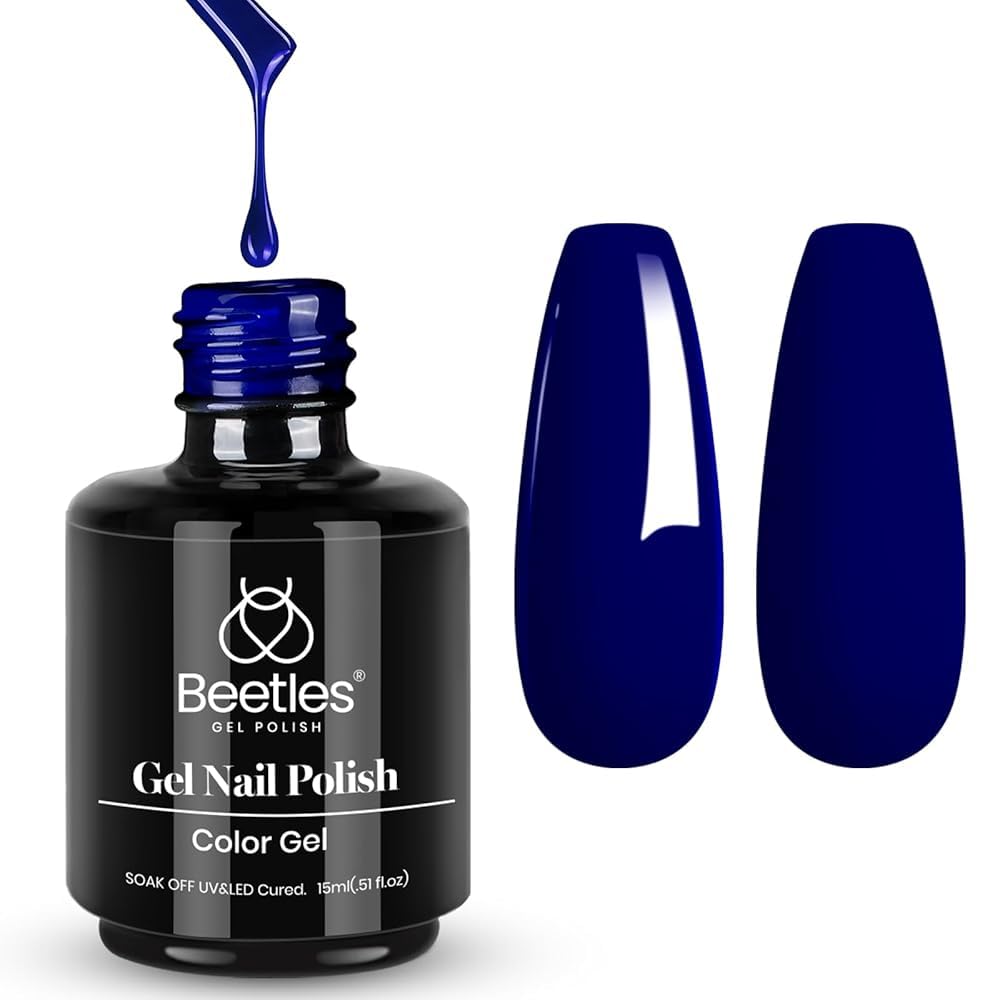Beetles Navy Blue Gel Nail Polish, 15ml Midnight Ocean Dark Blue Soak Off Uv LED Nail Lamp Gel Nail Polish Manicure Salon and DIY at Home-Velvo Beauty