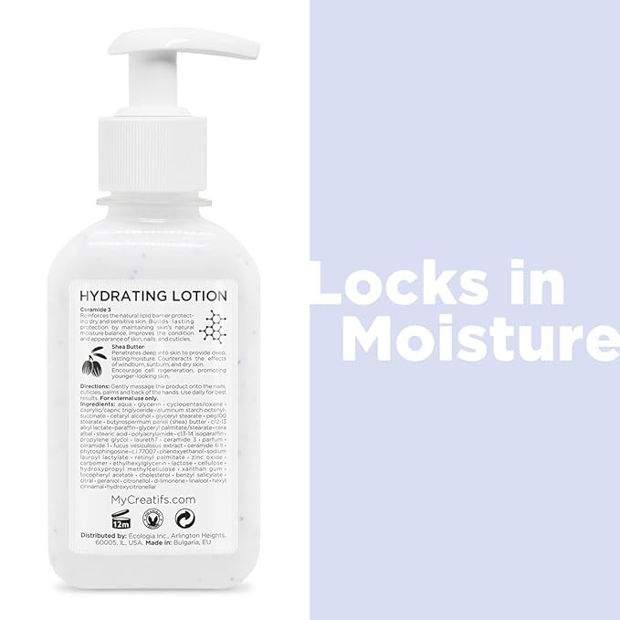 Hydrating Lotion for Dry Hands, Nails, and Cuticles, 8.5 fl. oz., Daily Moisturizing Skincare for Soft, Sensitive Skin with Shea Butter and Ceramides-Velvo Beauty