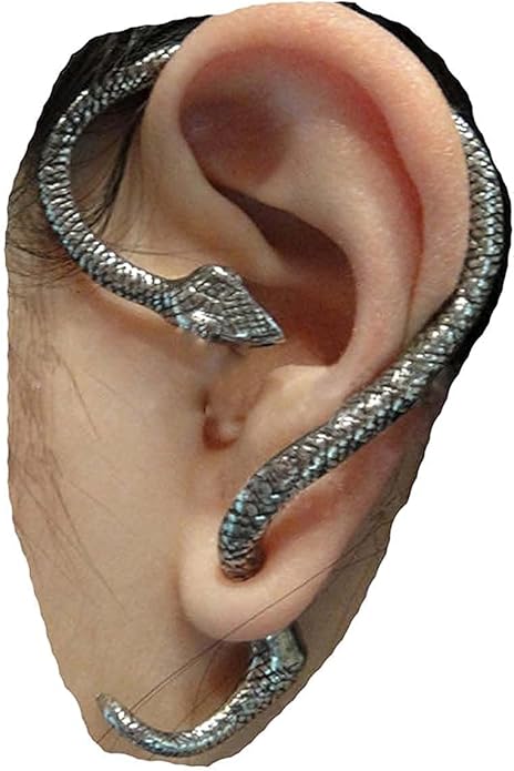 Punk Snake Cuff Earrings Silver Snake Ear Climber Earrings Cartilage Ear Crawler Earrings Gothic Serpent Clip on Wrap Earrings Jewelry for Women-Velvo Beauty