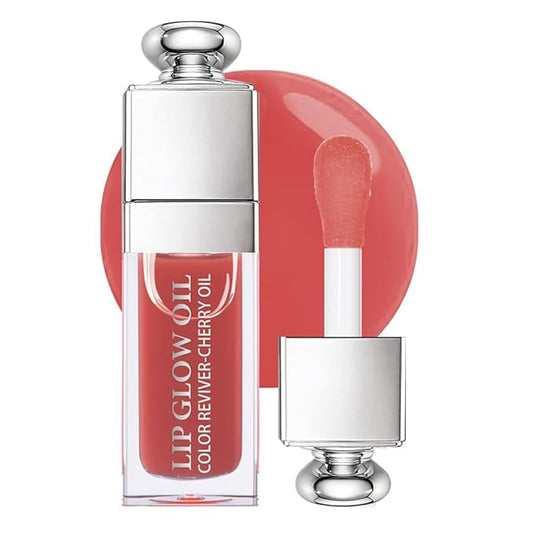 Hydrating Lip Glow Oil, Moisturizing Lip Glow Oil, Nourishing Glossy Transparent Lip Oil, Plumping Lip Oil, Lip Balm, Non-sticky Tinted Toot Lip Balm for Lip Care (ROSEWOOD) 0.2 OZ-Velvo Beauty