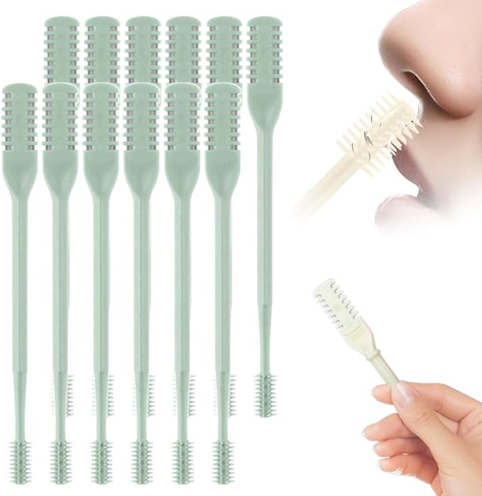 Nasal Hair Cutter, 2025 Upgraded Double Sided Noses Hairs Knife, 360° Rotating Portable Manual Nose Hair Trimmer, Noses Hairs Remover for Women Men Travel Essentials (Light Green, 12 Pcs)-Velvo Beauty