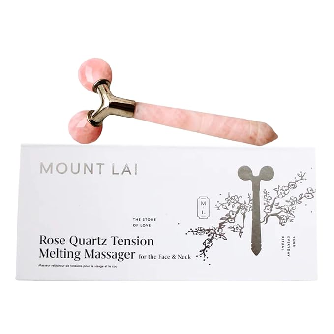 Mount Lai Rose Quartz Tension Melting Facial Massager for Face & Neck – Face Roller to Relieve Tension, Soothe Stress, Improve Circulation & Enhance Skin Radiance-Velvo Beauty