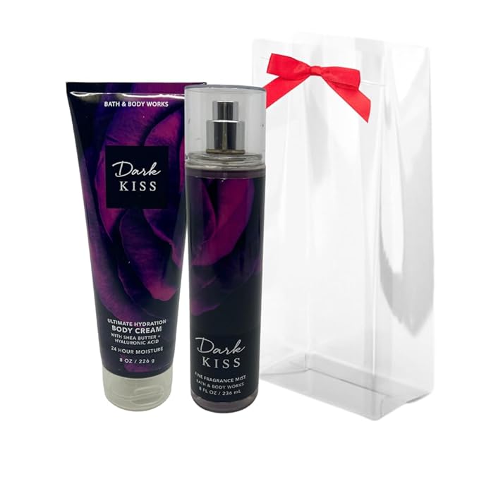 Bath & Body Works DARK KISS 2-piece Gift Set with a Red Bow for Holidays & Gifts - Fine Fragrance Mist & Ultimate Hydration Body Cream-Velvo Beauty