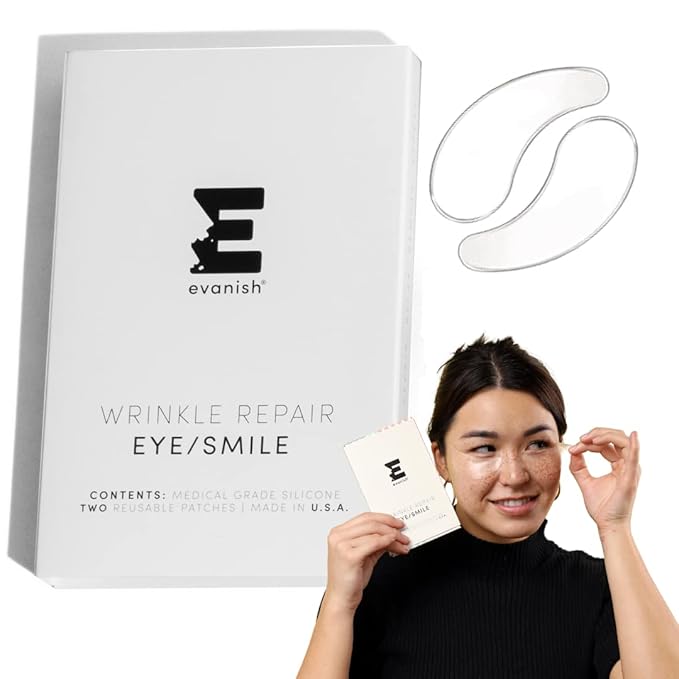 Wrinkle Repair Eyes and Smile - Hydrating Under Eye Patches for Puffy Eyes and Fine Lines - Reusable Silicone Gel Masks - Anti-Wrinkle Treatment, USA Made (2 Count)-Velvo Beauty