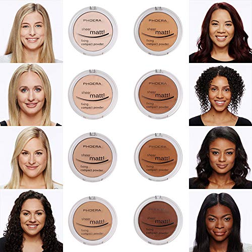 2 Pack PHOERA Matte Face Powder, Control Oil Brighten Skin Color Full Coverage Flawless Face Setting Loose Powder。208 - Espresso-Velvo Beauty