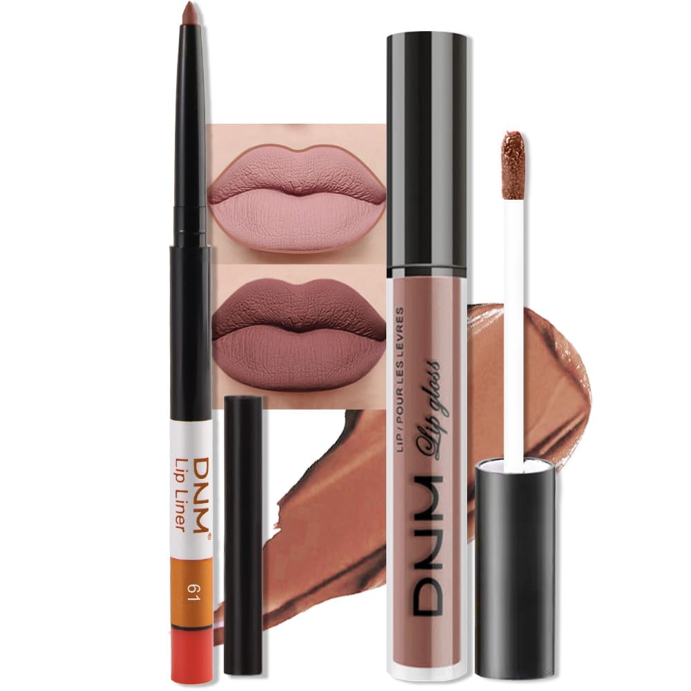 evpct 2Pcs Nuetral Nude Matte Lip Liner and Lipstick Combo Set for Women, Nude Lip Combo Set Liquid Lips Stick Gloss and Lipliner Stain Set Long Lasting Waterproof, Lips Makeup Pack 24 Hours originale-Velvo Beauty