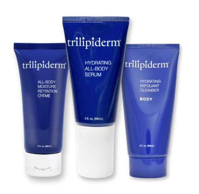 Trilipiderm Ultra Hydrating Body Regimen - 3oz Hydrating Exfoliant Cleanser + 3oz Hydrating All-Body Serum + 3oz All-Body Moisture Retention Créme + 3oz Broad Spectrum SPF 30 Set-Velvo Beauty
