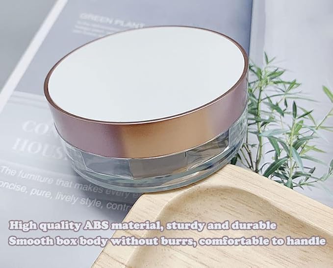 AKOAK Capacity 15ml(0.5 oz) No Leaks Empty Reusable Plastic Loose Powder Compact Container DIY Makeup Powder Case with Sponge Powder Puff, Elasticated Net Sifter and Threaded Screw Lid (White)-Velvo Beauty