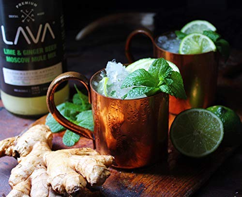 (3 Pack) LAVA Premium Spicy Moscow Mule Mix by LAVA Craft Cocktail Co., Made with Ginger Beer, Key Lime Juice, Real Ginger Puree, No Artificial Sweeteners, Ready to Use, 1-Liter (33.8oz) Glass Bottle-Velvo Beauty