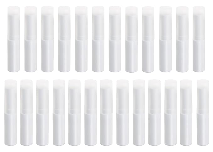 0.14oz Empty Flavored Lip Balm Container Tubes Plastic Homemade Moisturizing Lip Stick with Caps Bulk Fit for Women Adult DIY Making Supplies, 25 Count (White)-Velvo Beauty