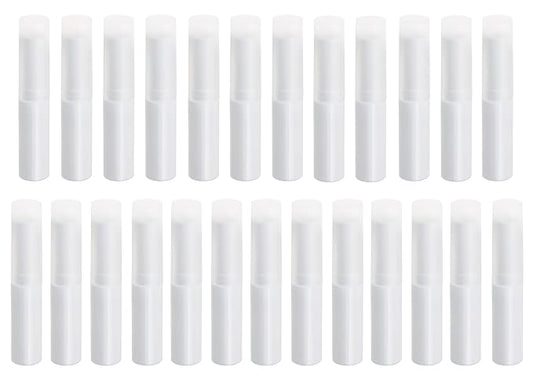 0.14oz Empty Flavored Lip Balm Container Tubes Plastic Homemade Moisturizing Lip Stick with Caps Bulk Fit for Women Adult DIY Making Supplies, 25 Count (White)-Velvo Beauty