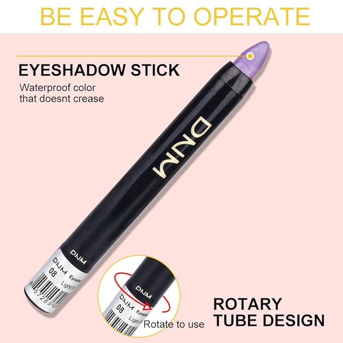 Kaely 8Pcs Cream Eyeshadow Stick Set, Desert Mocha Beige Gold Light Purple Pink Sky Dazzling Blue Geen, Shimmer Eyeliner Pencil Eye Shadow Sticks Palette Makeup for Older Women, sombras para ojos 02-Velvo Beauty