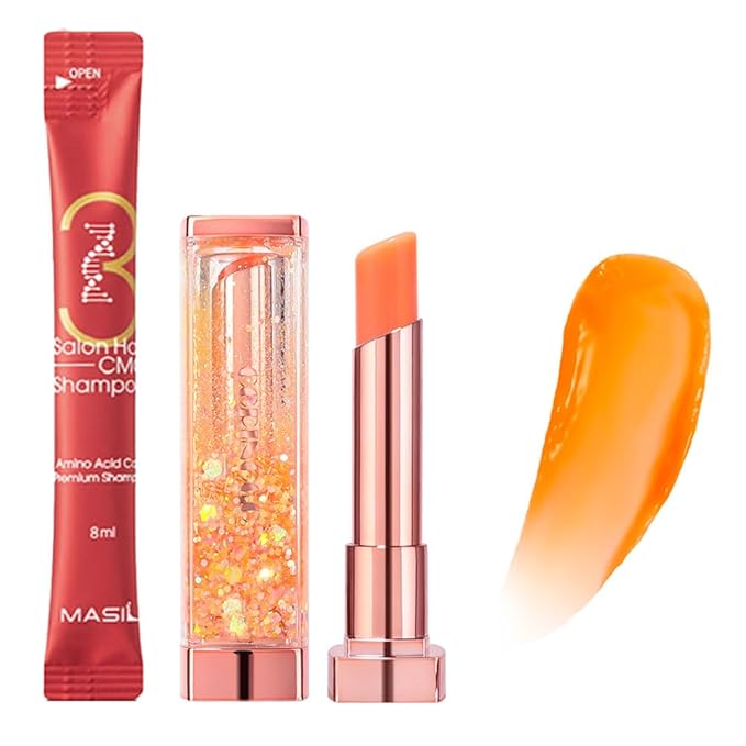[SET] CORINGCO Sparkle Cute Color Changing Lip Balm｜ Colored Lip Cream Lip Gloss, Glitter Lip Care Lip Pack Birthday Gift Glitter Gift Sequin Shiny Spangle Lipbalm (#02 Fairy Forest)-Velvo Beauty