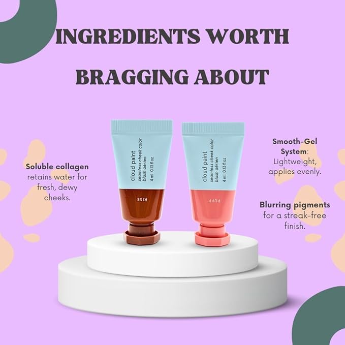 Glossier Mini Cloud Paint Gel Cream Blush Duo:: Rise (Warm Terracotta) and Puff (Light, Cool Pink)-Velvo Beauty