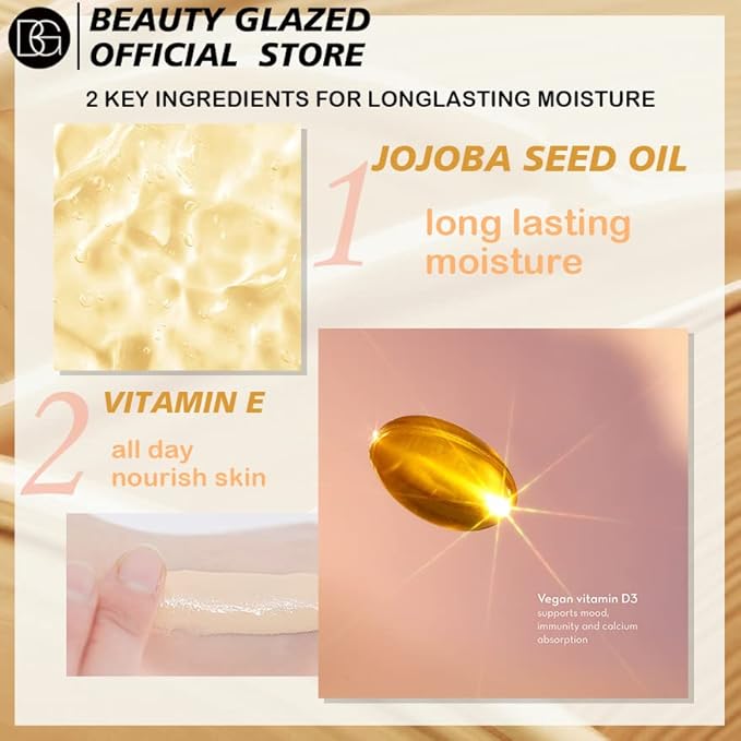 Beauty Glazed Soft Matte Silky Full Coverage Liquid Foundation, Multi-Use Buildable Foundation Lightweight Feel Oil Control Longwear Naturally Flawless Coverage Foundation (103 Warm Peach)-Velvo Beauty