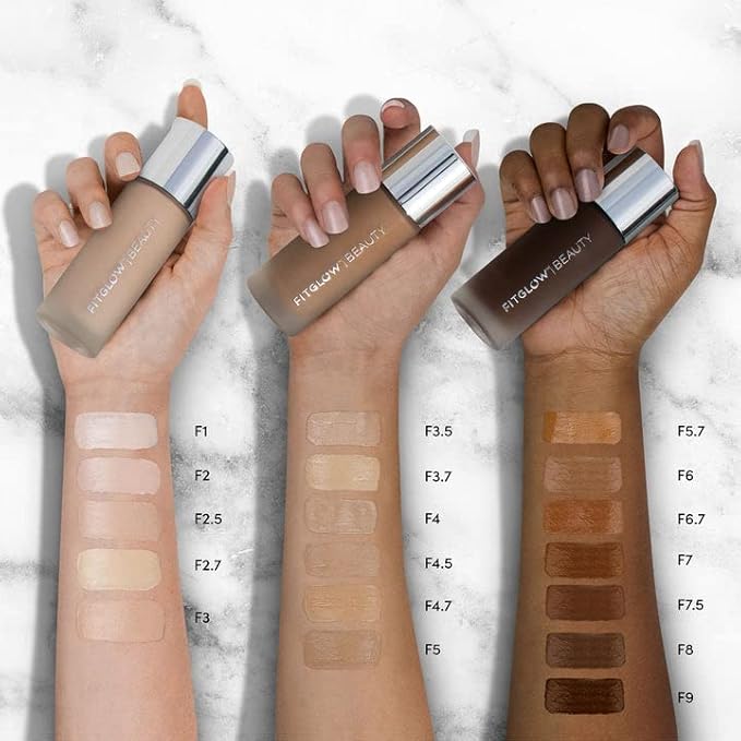 Fitglow Beauty - Natural Foundation+ Photo-Filtering Foundation | Vegan, Woman-Owned Clean Beauty (F5.7 - Deep Warm, Golden Undertones)-Velvo Beauty