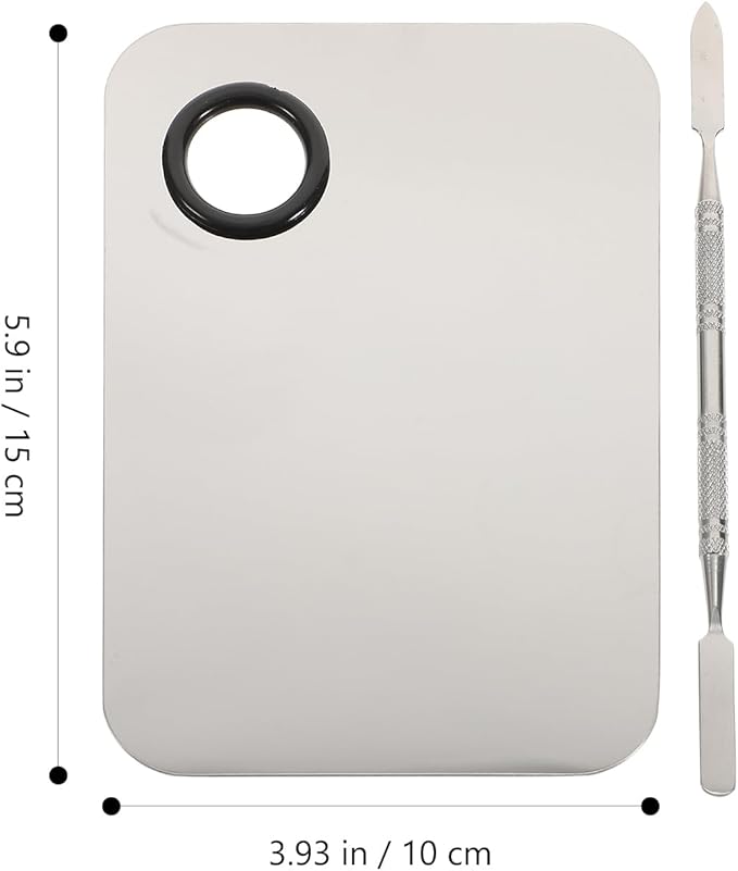 FOMIYES Makeup Palette, Makeup Mixing Palette, Stainless Steel Cosmetic Mixing Tray with Spatula Makeup Artist Tool for Mixing Foundation Nail-Art-Velvo Beauty