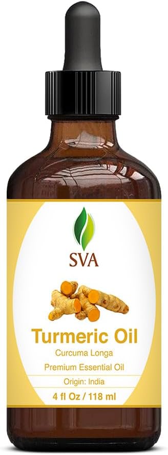 SVA Turmeric Essential Oil – 4 Fl Oz – 100% Natural Turmeric Oil - for Diffuser, Hair Care, Face, Skin Care, Aromatherapy, Scalp and Body Massage, Soap and Candle Making – with Dropper-Velvo Beauty
