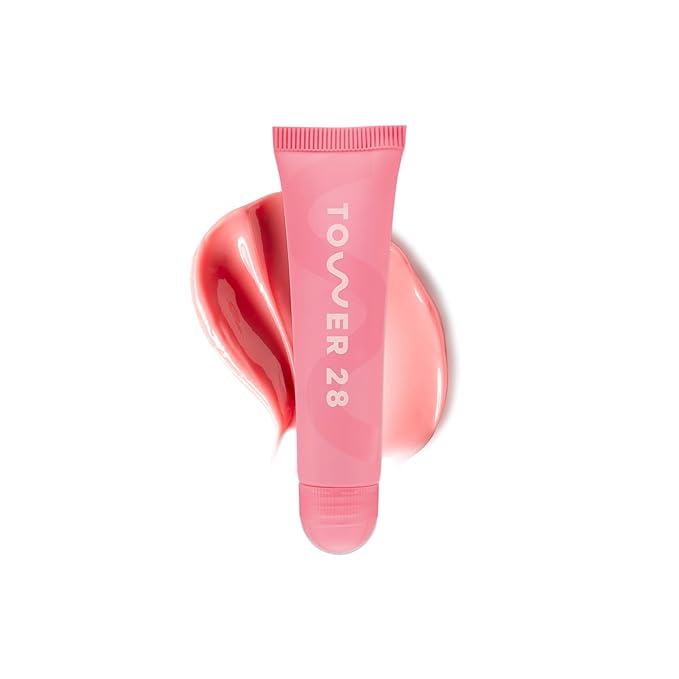 Tower 28 LipSoftie Hydrating Tinted Lip Treatment Balm, Moisturizing Lip Mask for Chapped Lips - Watermelon Kiwi Flavor, Sheer Baby Pink Gloss-Velvo Beauty