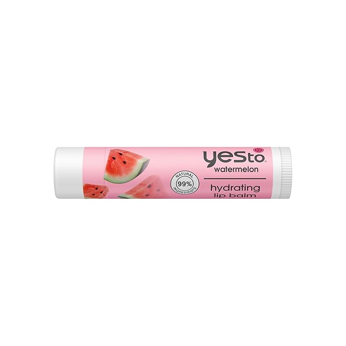 Yes To Watermelon Hydrating Lip Balm, Refreshing Non-Sticky Formula That Restores Dry Cracked Lips & Locks In Moisture, With Apricot Kernel Oil & Antioxidants, Natural & Cruelty Free, 0.15 Oz, 3-Pack-Velvo Beauty
