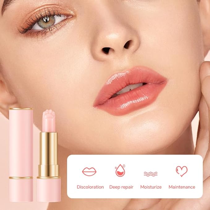 2PCS Thermochromic Lip Balm,Cat Paw Shaped Color Changing Lip Balm, Mini Cute Moisturizing Lip Balm, Long Lasting Lip Balm for Dry Lips Temperature Change Fruit Jelly Lipstick for Female Student-Velvo Beauty