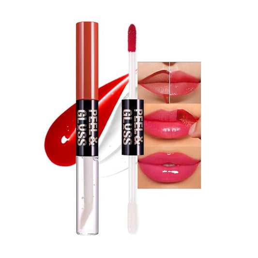 Vibrant Red Coral Peel Off Lip Gloss Tattoo and Lip Oil, Lip Stain Peel Off Masque - Peel Off Lip Tint ,Long Lasting Waterproof Transfer-proof Lip Mask Lip Gloss Peel Off Lip Liner,Stay Lip Makeup 04#-Velvo Beauty