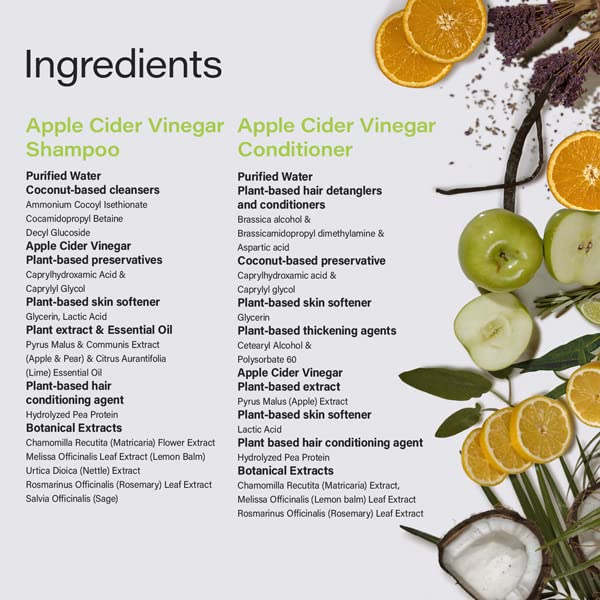 Phillip Adam Apple Cider Vinegar Shampoo and Conditioner Set for All Types of Hair - pH Balancing - Sulfate Free, Paraben Free & Silicone Free - 33.8 Ounce Each-Velvo Beauty