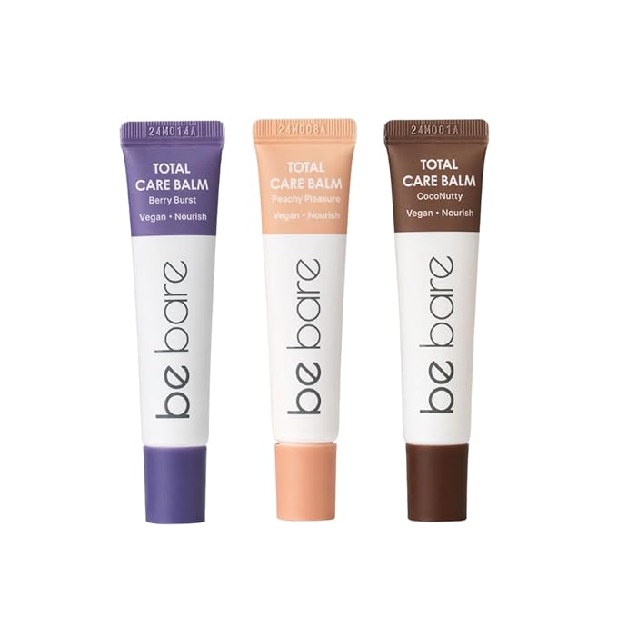 Total Care Balm Variety Pack - Berry Burst, Peachy Pleasure, CocoNutty Nourishing Multi-Balm with Vitamin E for Moisturizing Lips, Nails, Elbows and Dry Skin (3 pc)-Velvo Beauty