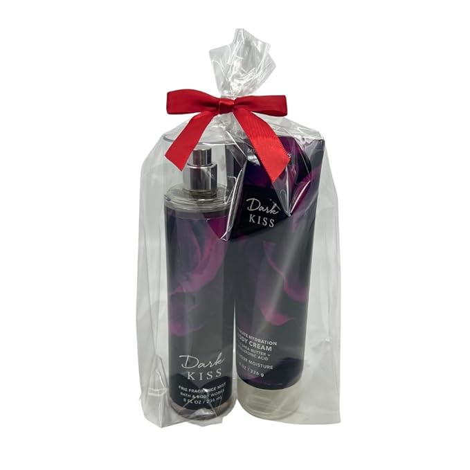 Bath & Body Works DARK KISS 2-piece Gift Set with a Red Bow for Holidays & Gifts - Fine Fragrance Mist & Ultimate Hydration Body Cream-Velvo Beauty