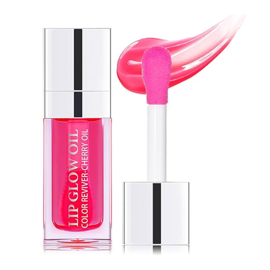 Hydrating Lip Glow Oil Moisturizing Plumping Lip Tint Lip Gloss Transparent Lip Balm Long Lasting Nourishing Repairing Lightening Lip Lines (015# CHERRY)-Velvo Beauty